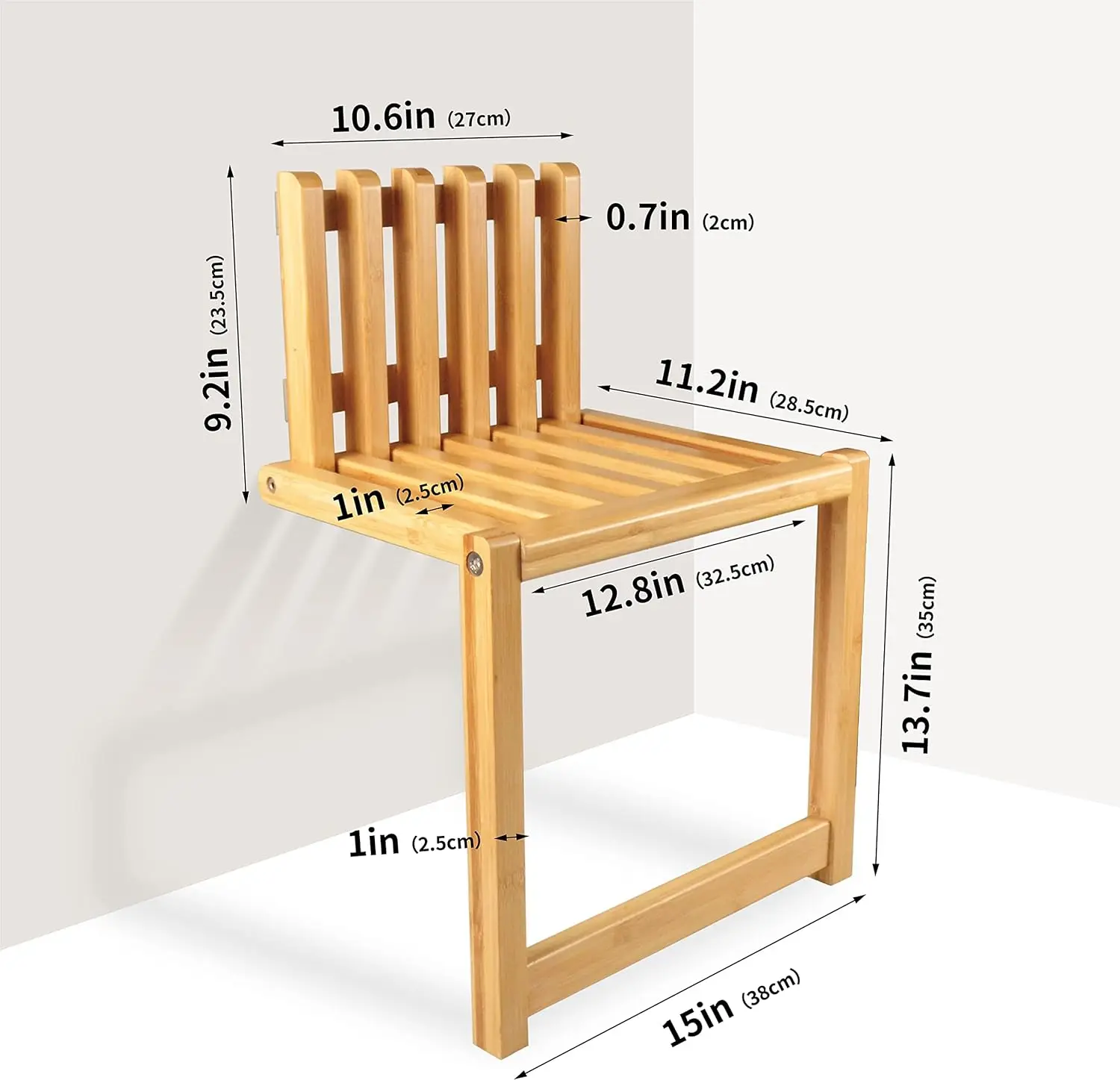 product modern leisure bamboo folding stool wall mounted foldable shower chair shoe changing stool for bathroom living room bedroom-1