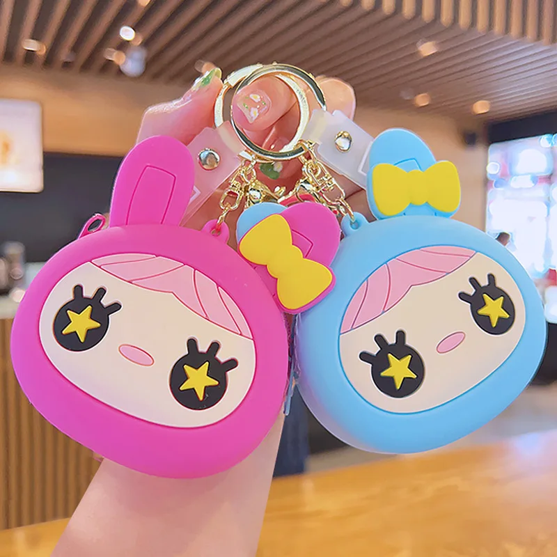 2024 New Fashion Design Cute Little girl Cartoon Coin Purse Portable Car pendant bag key chain Silicone Mini Wallet