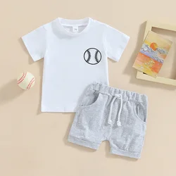 Wholesale newborn boys girls two piece clothing letter print short sleeve t-shirt+shorts casual infant summer sets