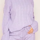 Hoodie Sweater Wholesale Custom Loungewear Soft Casual Women Cable Knitted Hoodie Set Sweater Knitwear Set
