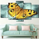 Pictures HD Printed 5 Piece Canvas Art Flying Yellow Butterfly Painting Wall Pictures For Living Room Modern
