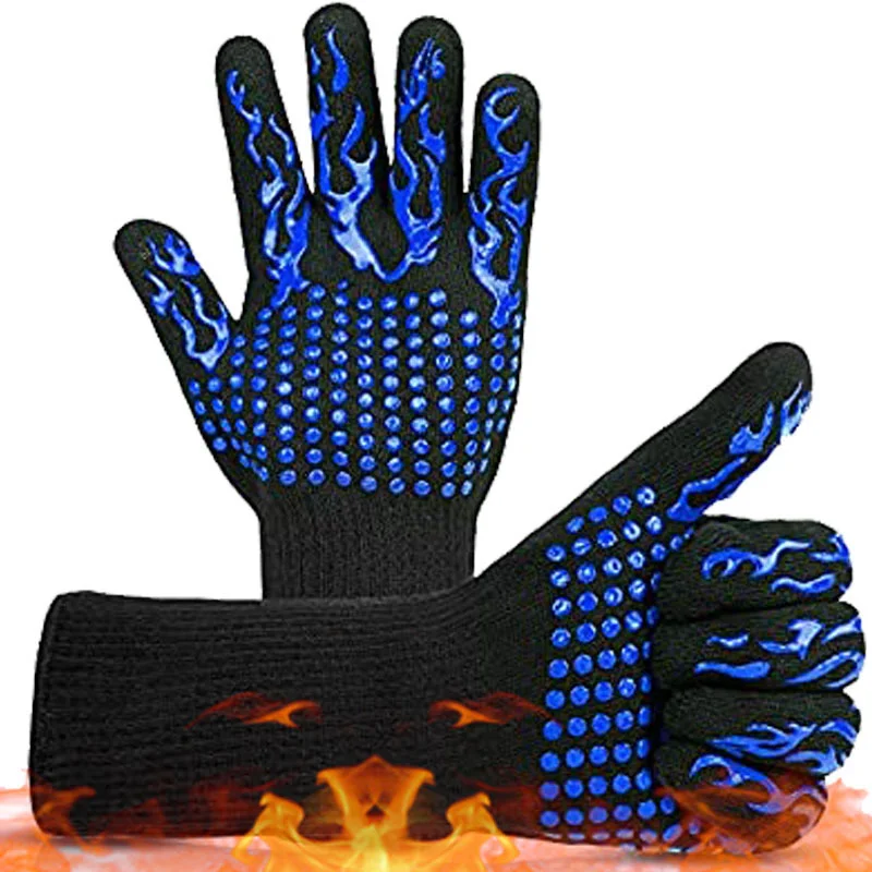 Wholesale Customized High-Temperature Resistant Silicone Cotton Oven Mitts Anti-Scald BBQ Grill Gloves Heat Insulation supplier
