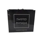 C1s Art Paper Paper Art Paper Bag Custom Luxury Black C1S Art Paper Matt Laminated Shopping Bag With Black Rope