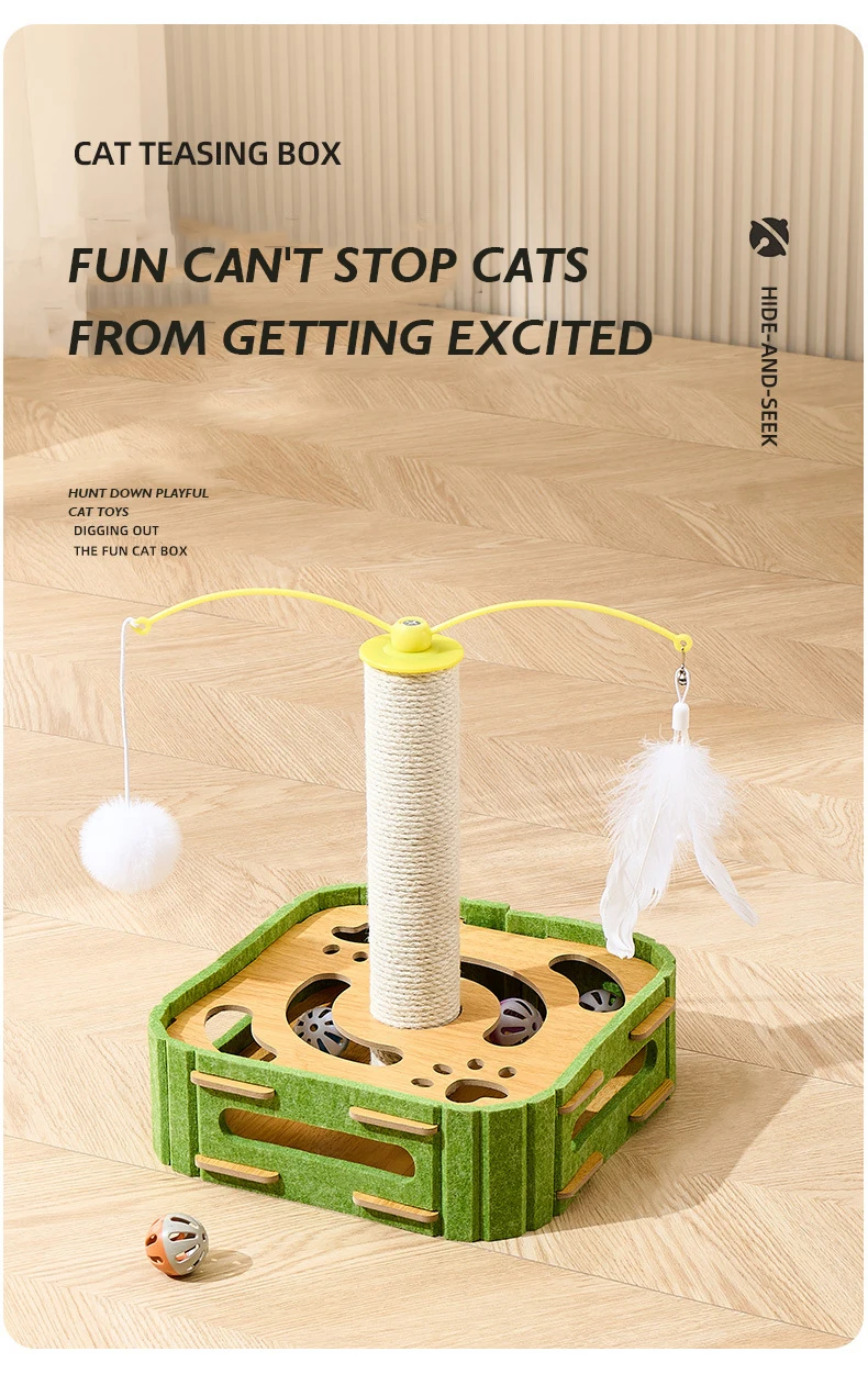 New Hot Selling Cat Scratching Board Toys with Cat-teasing Sticks Wear-resistant Turntable Cat Toys Relieve Boring Pet Products manufacture