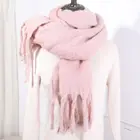 Quality Long Scarf High Quality Winter Warm Solid Color Long Fringed Scarf Shawl Ladies Pink