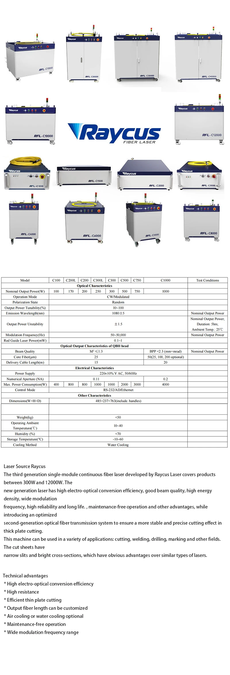 Raycus Fiber Laser Source 1000w 1500w 2000w3000w6000w Laser Welding Equipment Parts Laser Source Raycus Multifunction