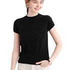 Cotton Wholesale Custom Women's Solid Color T-shirt Summer Cotton Round Neck Short Sleeve Blouse