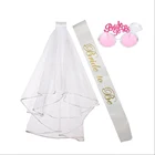 Set Wedding New Veil Glasses Etiquette Belt Set Bride Shoulder Strap Wedding Party Supplies Decorations