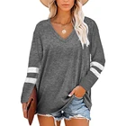 Women's T-shirts Fall/winter 2021 Women's Top V-neck Long Sleeve Loose T-shirt In Solid Color