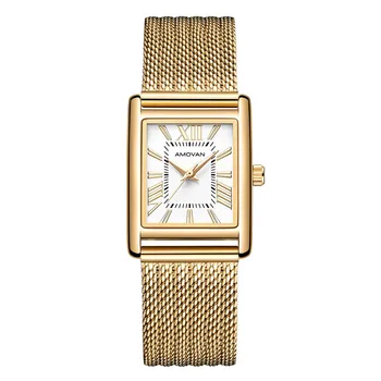 2025 Roman Classic Designer Waterproof Gold Quartz Bracelet Watch Luxury Women's Montre Femme Mesh Square Crocodile Simple