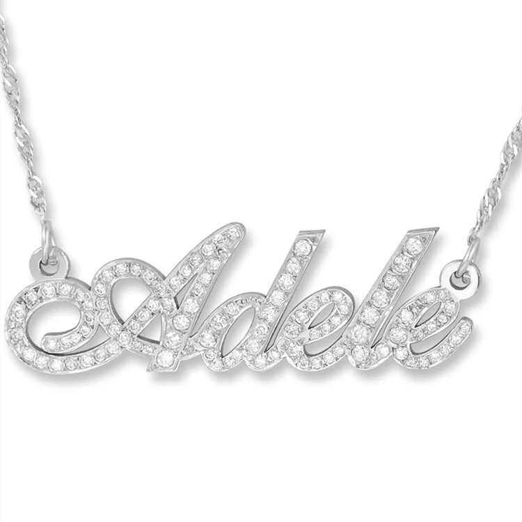 diamond studded name necklace