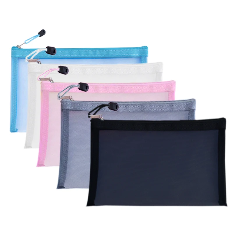 fashion office supplies stationery wholesale file bag nylon mesh beauty zipper pouch documents storage bags