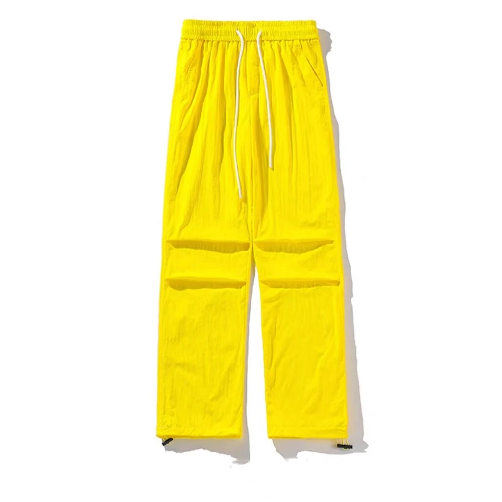Custom Streetwear Nylon Parachute Pants Loose Drawstring Cargo Cargo