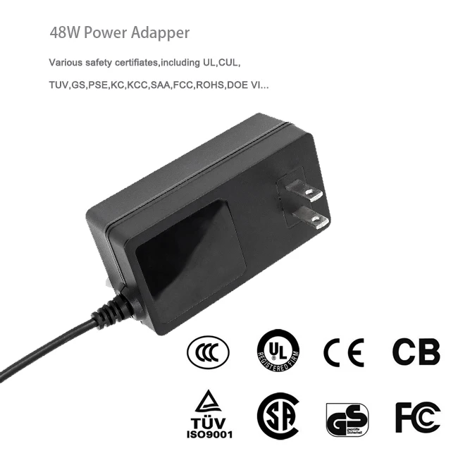 48W Series 5V6A 9V4A 12V4A 15V3A 24V2A Wall Mounted AC DC Power Adapter with UL62368 CE GS SAA KC FCC 