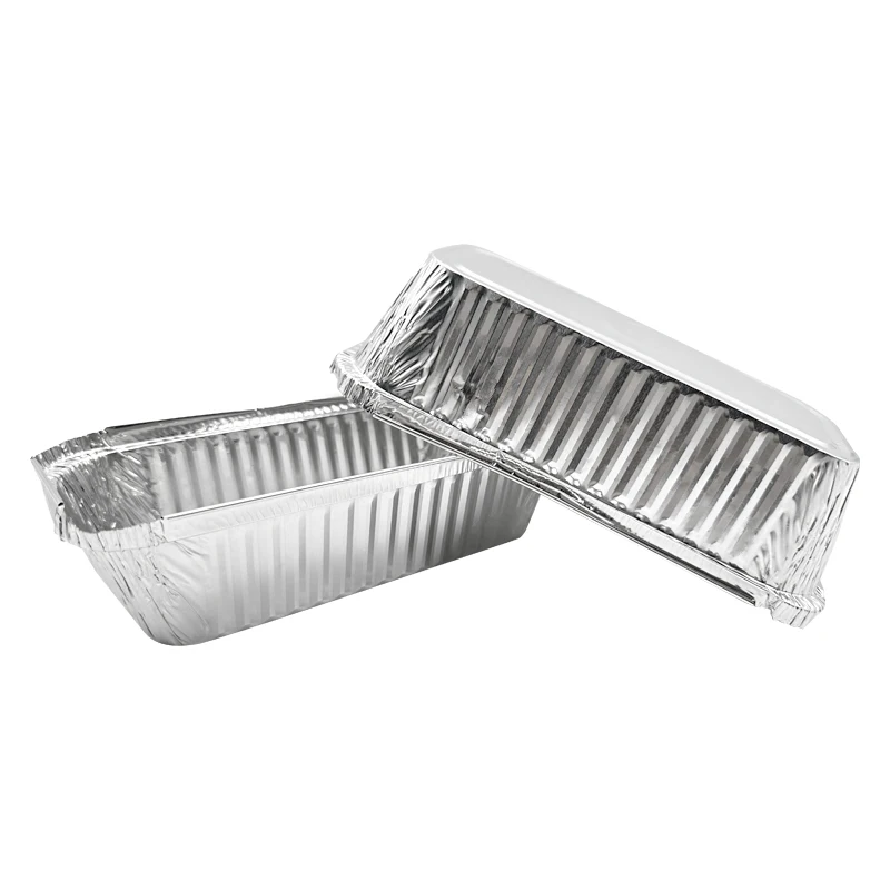 Disposable Takeout Pans Aluminum Foil Food Container With Lid To Go Food Package Rectangle Foil Containers