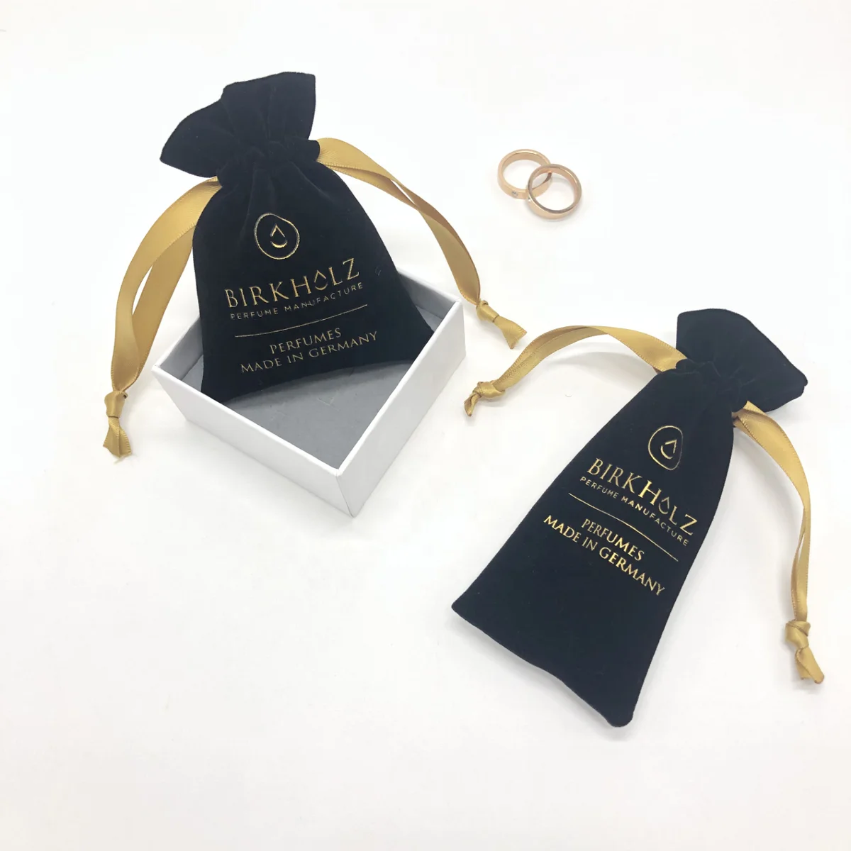 Custom Gold Logo Printing Black Velvet Gift Jewelry Packaging Storage Mini Bag Small Drawstring Wedding Favor Gift Pouch Bag