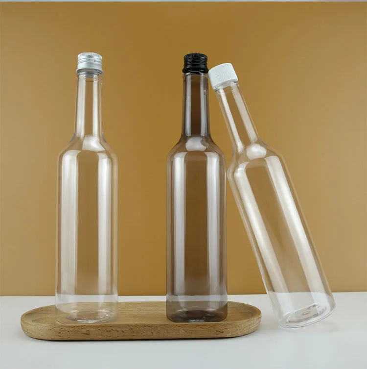 product 450ml hot sale clear plastic  juice bottle food grade plastic wine bottle transparent packaging long neck bottle-30