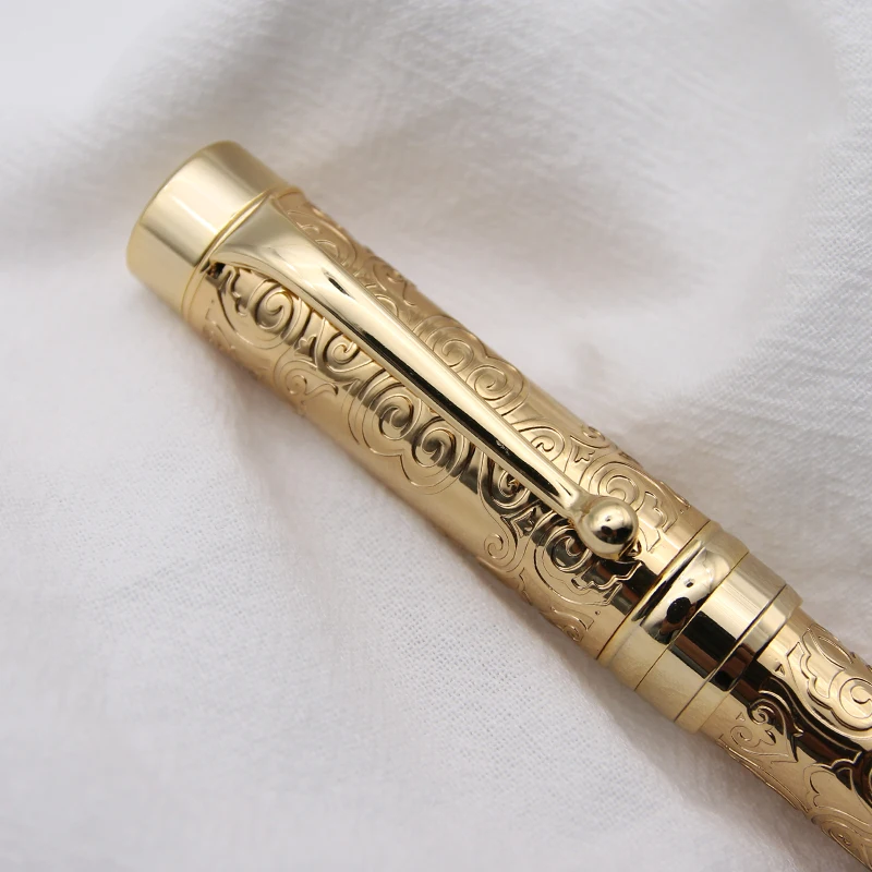 Hot Selling Modern Stationery Luxury Gold Pattern Rollerball Pen Design Pen Metal Roller Pen