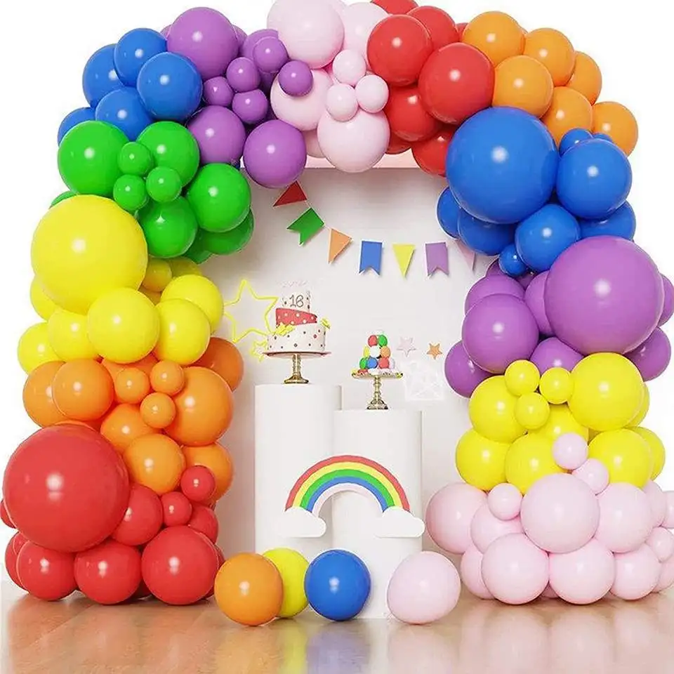 Children's Birthday Party Rainbow Balloons Chain Set Scene Decorated Wedding Wreath Arch Colorful Balloon Chain