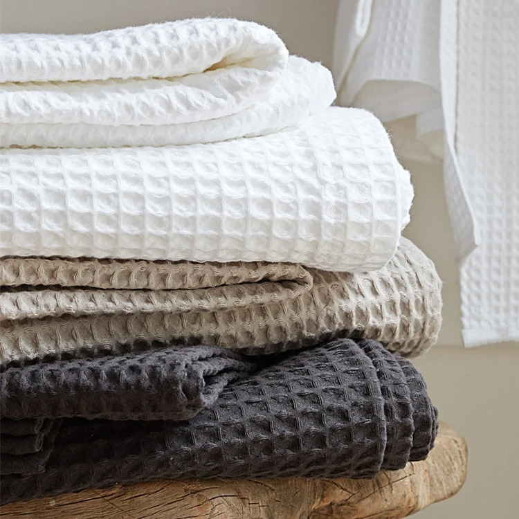 Wholesale waffle hand towel washcloths cotton waffle weave bath towel set