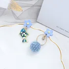 Girl Earrings New Design Blue Pom Small Fish Girl Cute Earrings