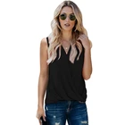 Ladies Vest Wholesale Custom Classic Design Women Folds Solid Color V-neck Ladies Vest Camis Top