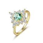 Ring Milliedition New Coming Shinning Half Sliver Gold Plated Gemstone Flower Ring For Women Girls