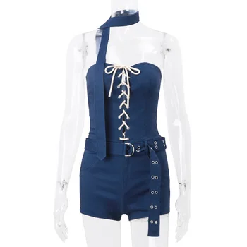 Guangzhou Auyan The New Fashion Denim Retro Strapless Straight-leg Denim Vest Performance Wear