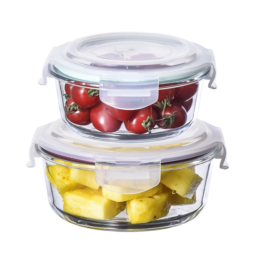 Supplies High Borosilicate Glass Storage Containers with Air-Tight Lids Round Borosili Glass Fresh Bowl Food Lunch Box with Lid