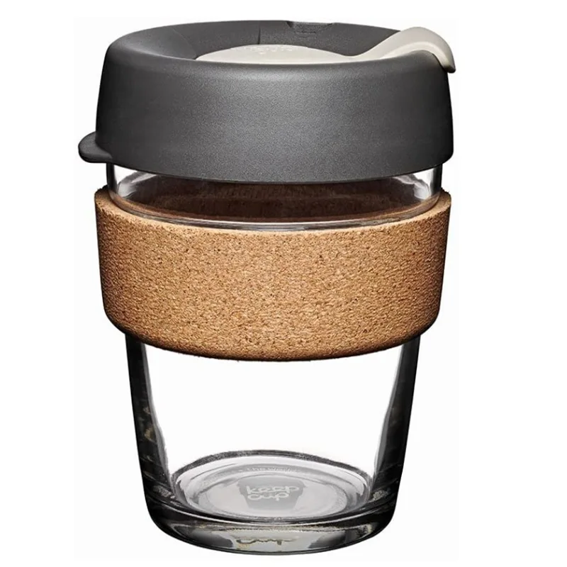 350ml Cork Sleeve with Lid Silicone Sleeve Non-Slip and Leakage Handy High Boron Glass Coffee Mug Office Mugs