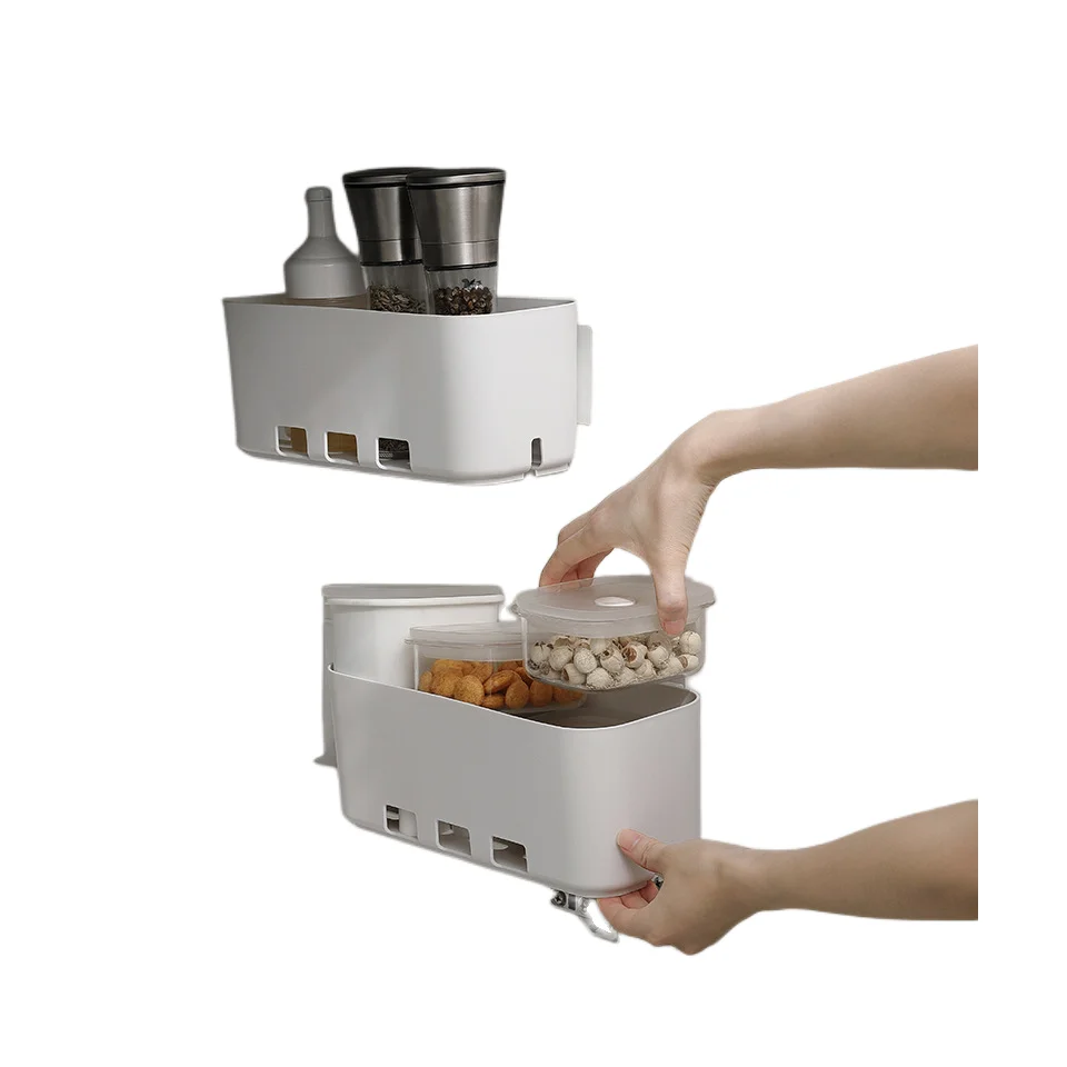 Hot popular plastic PP spice jar adjustable scalable storage organizer tool rack for kitchen