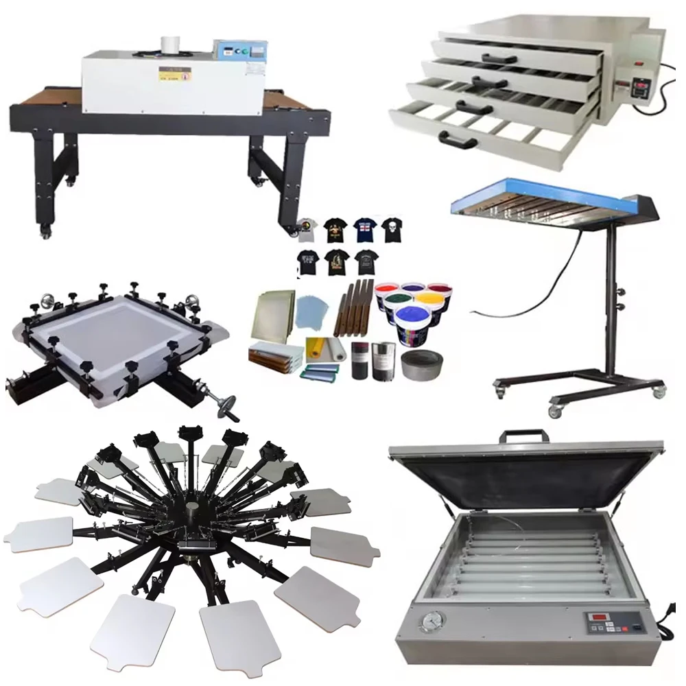 product 12 station manual t shirt cloth screen printing machine high quality 12 colors rotating garment screen printer-1