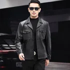 Coat Slim High Street Cowskin Bomber Jacket Men's Outwear Coat Slim Motorcycle Genuine Leather Jacket