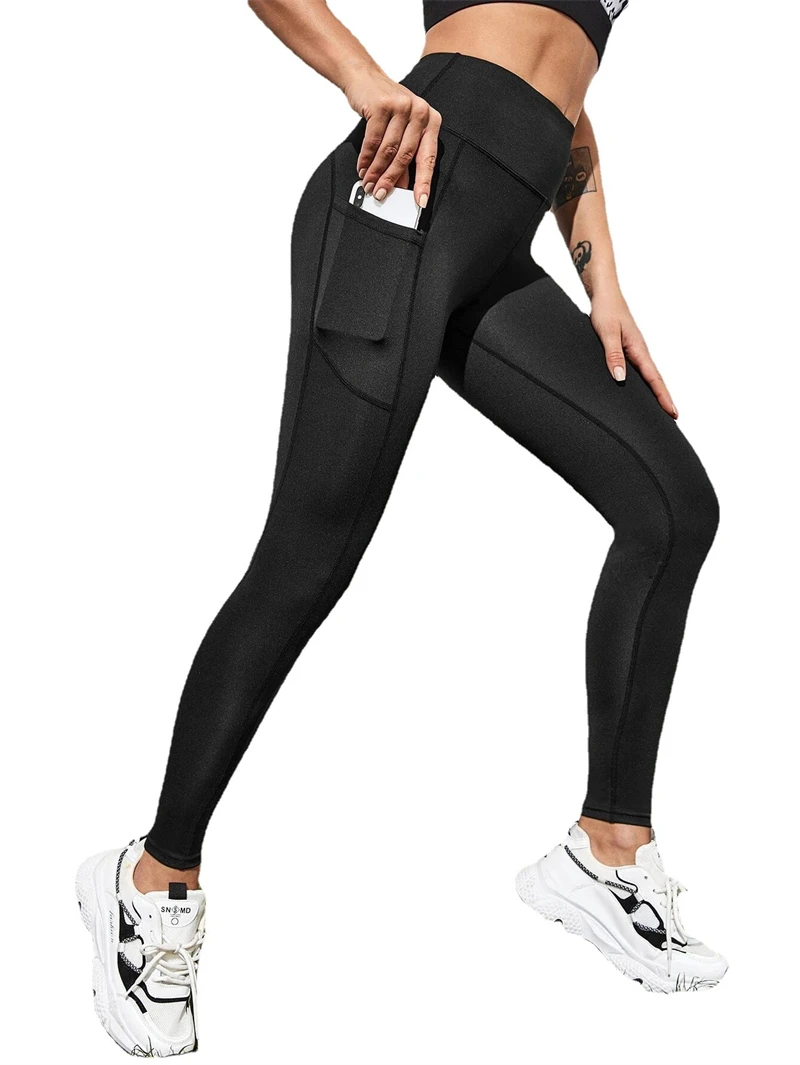 Wholesale Fitness Clothing Custom Logo Yoga Leggings High Waist Soft Elastic Gym Sports Ankle Leggings With Pocket For Women