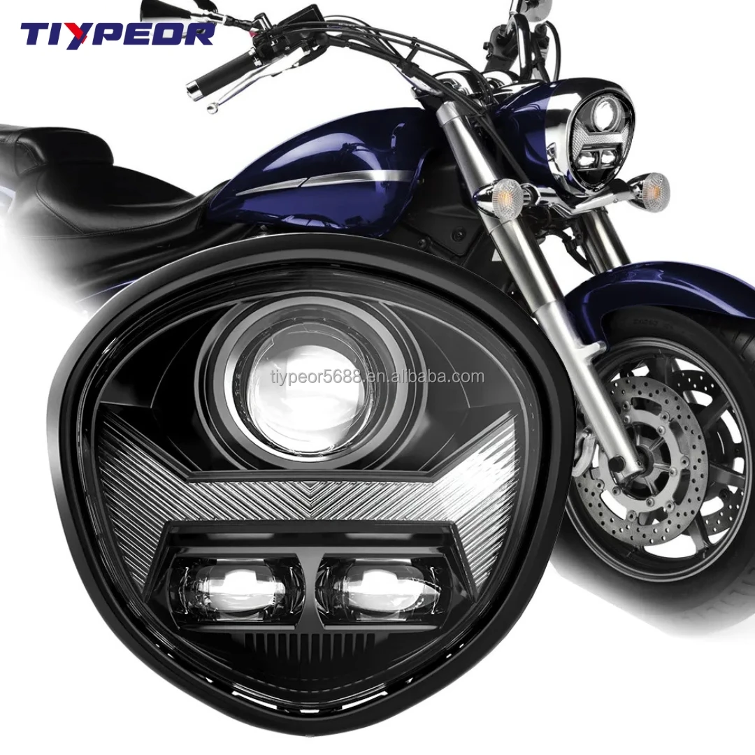 product tiypeor e mark assembly headlight high low beam motorcycle led headlight for 2017 yamaha v star 1300 xvs13cthl tourer headlamp-2