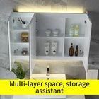 2021 Best Sale Waterproof Storage Bath Room Wall Hanging Mirror Cabinet With Lamp
