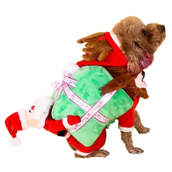Pet dog costumes funny transformation Santa Claus Christmas clothes