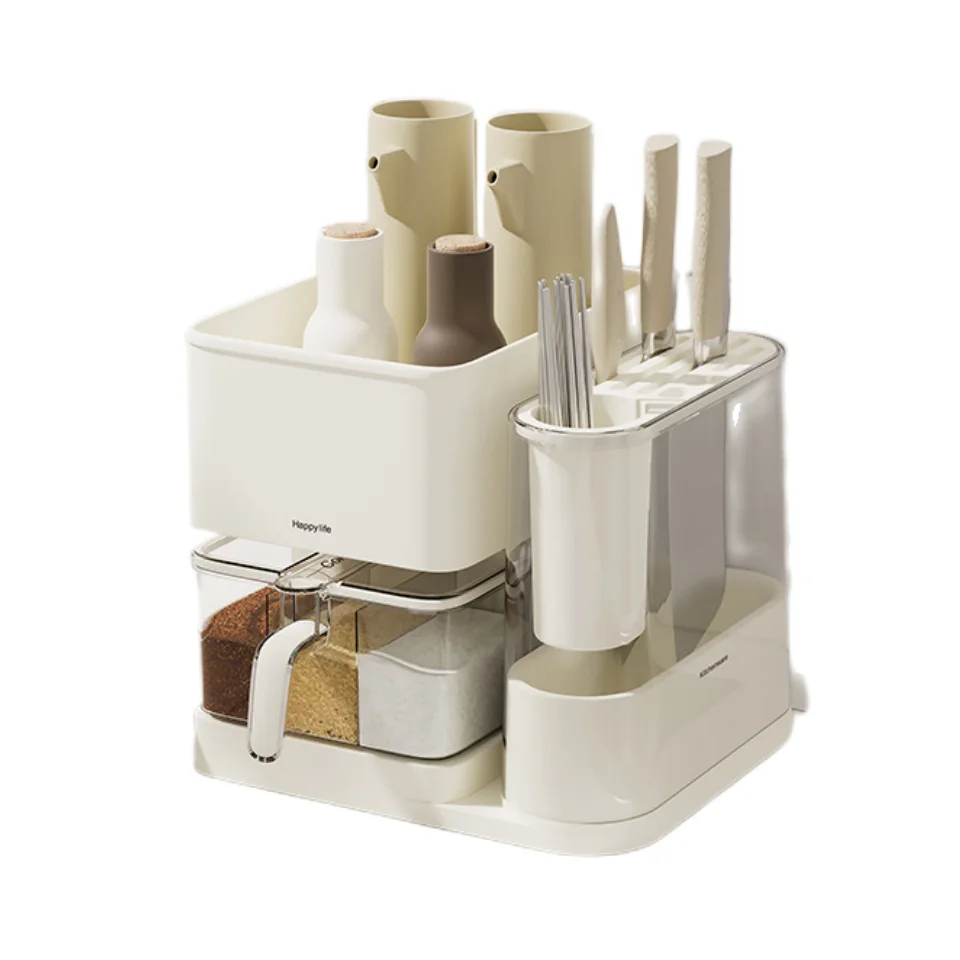 High Quality Plastic Milk White Tableware Utensil Storage Kitchen Rack Spice Organizer