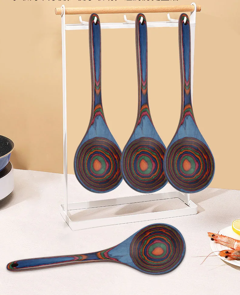 Pakkawood Kitchen Utensil Set for Serving & Cooking, Heat Resistant & Non-Stick Utensils