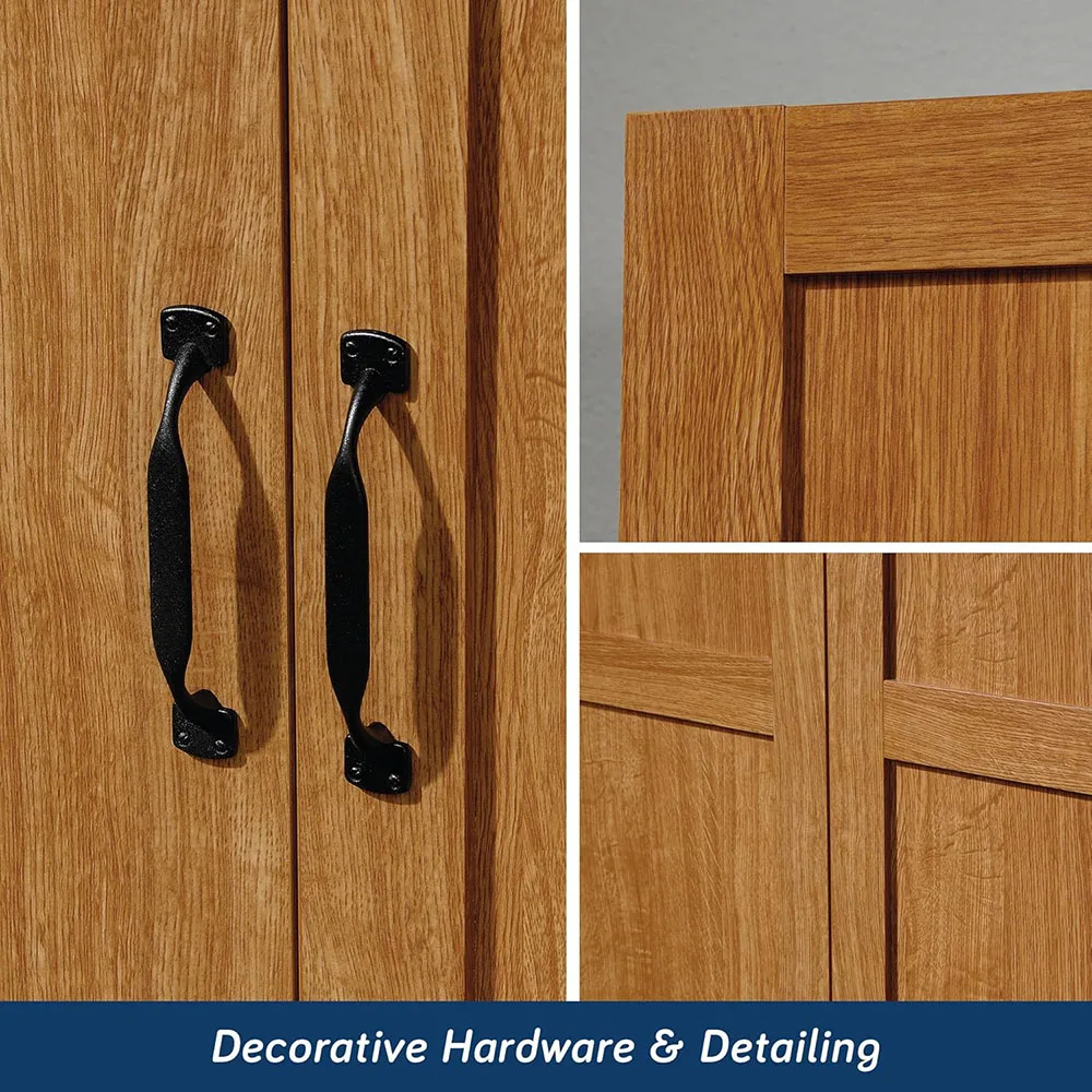 Sauder Highland Oak Finish Pantry Cabinet Wood Storage for Living Room Furniture for Home Use factory