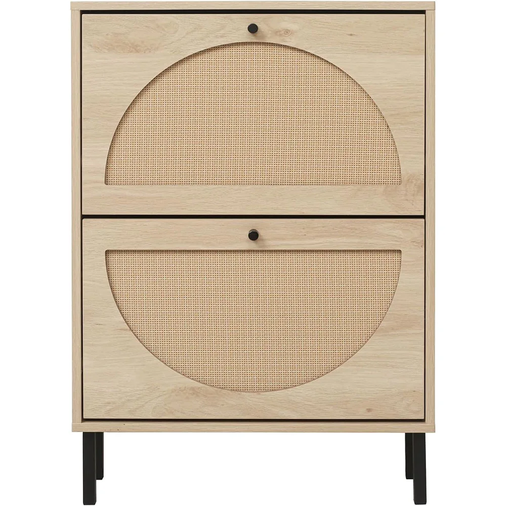 product modern free standing shoe cabinet with 2 flip drawers for heels and slippers wood panel style for home or living room-0