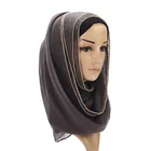 Muslim Gold Beads Chain Plain Cotton Islamic Shawl Hijab African Muslim Women Scarf