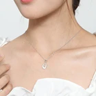 Oval 18K White Fritillaria Necklace Women's Light Luxury 925 Sterling Silver Oval Pendant 2021 NEW