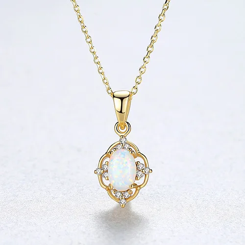 PAVOI 14K Gold Plated Created Opal Necklace Opal Necklaces for Women 