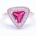 Real 18k Gold Silver Rings Silver Rings Silver Bijou Real Ruby Rings China Direct Supplier Triangle Unisex Gemstone Ring 18K Gold Plated 925 Sterling Silver Finger