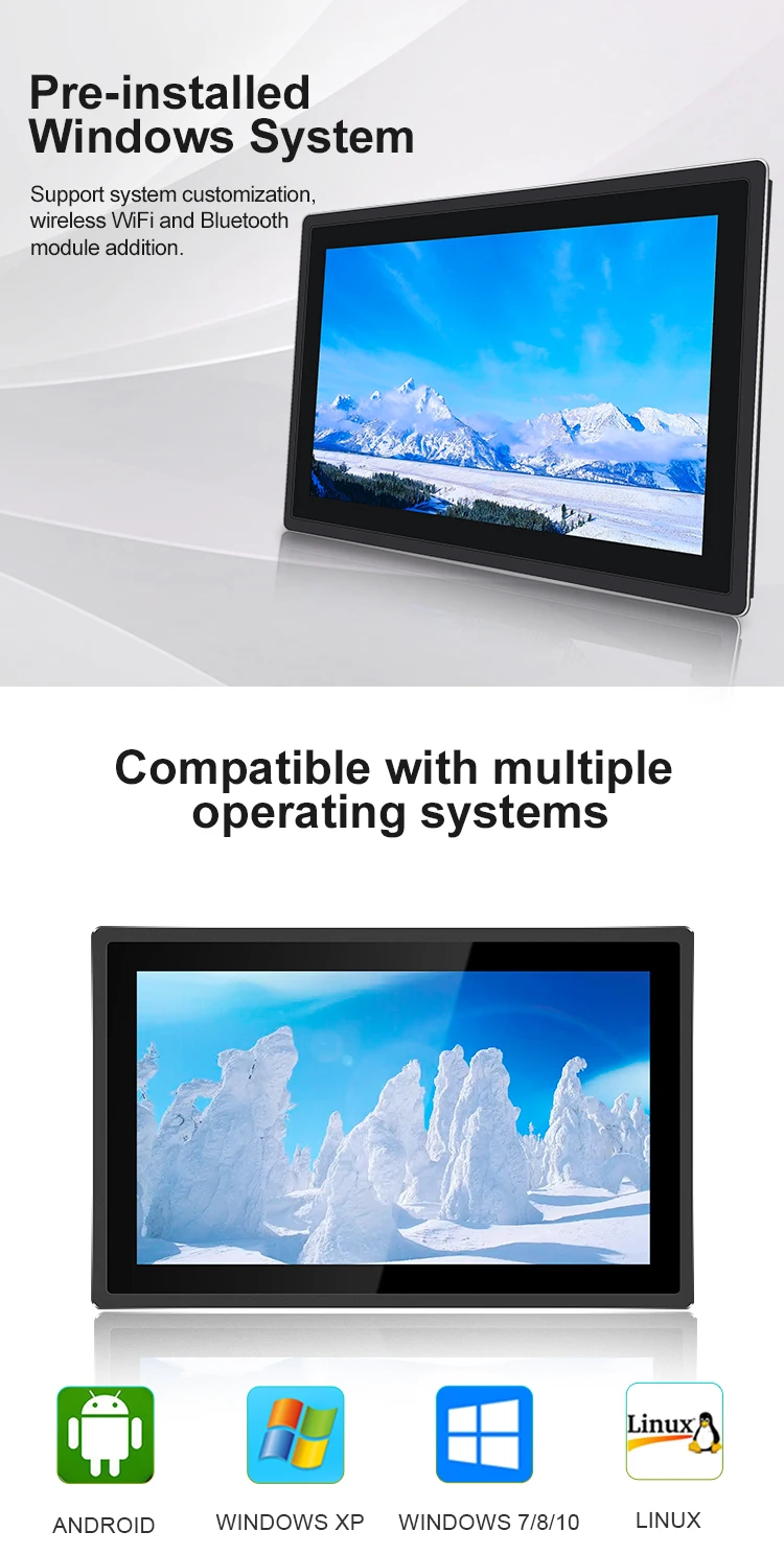 New 18.5 Inch TFT-LCD Capacitive Touch Screen Industrial Tablet PC with VGA/USB/LAN/HD-MI Interfaces J1900 X86 All-in-One
