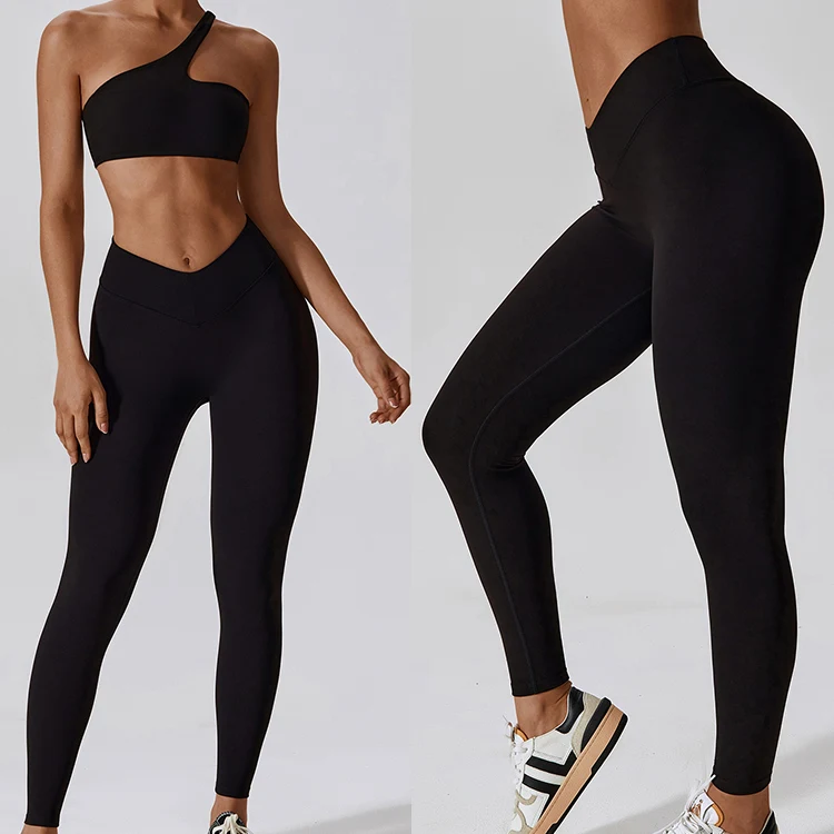 Custom Logo Sport Bras Push Up Running Yoga Sportswear One Shoulder Fitness Yoga Set Crop Top Set Gym Fitness Sets