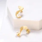 Jewelry S Customize Gold Plated S925 Sterling Silver Personalized Jewelry S Shape Earrings Pearl Stud Earrings
