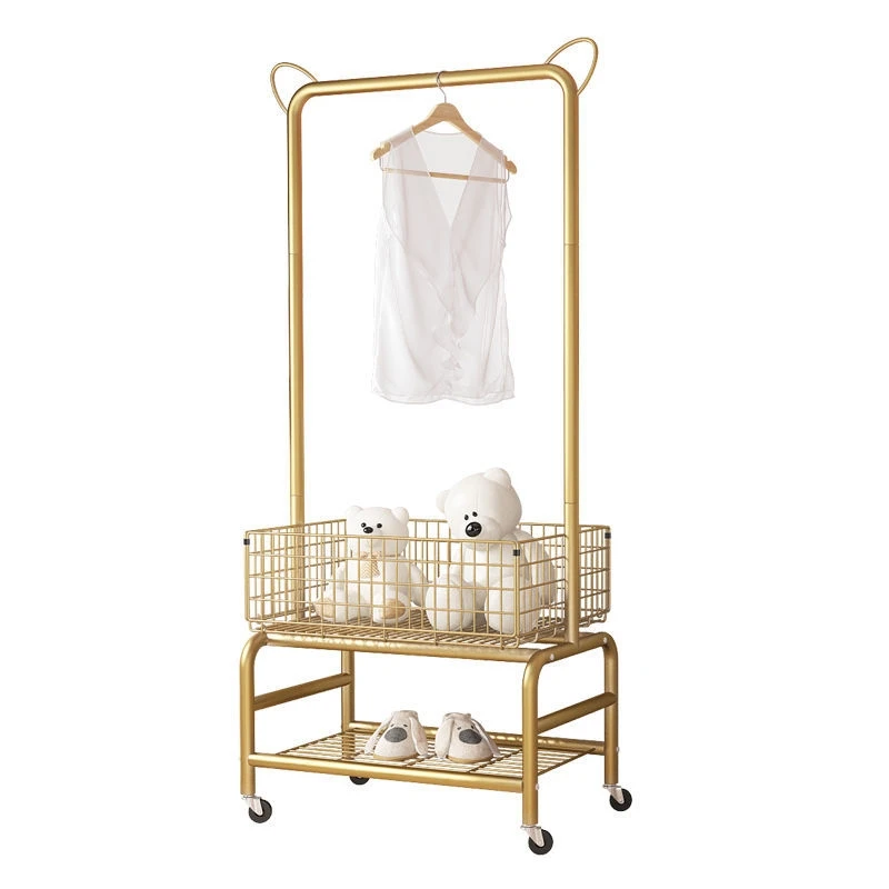 High quality Discount metal entrance storage rack bedroom vertical wardrobe clothes hanging rod clothes hat rack