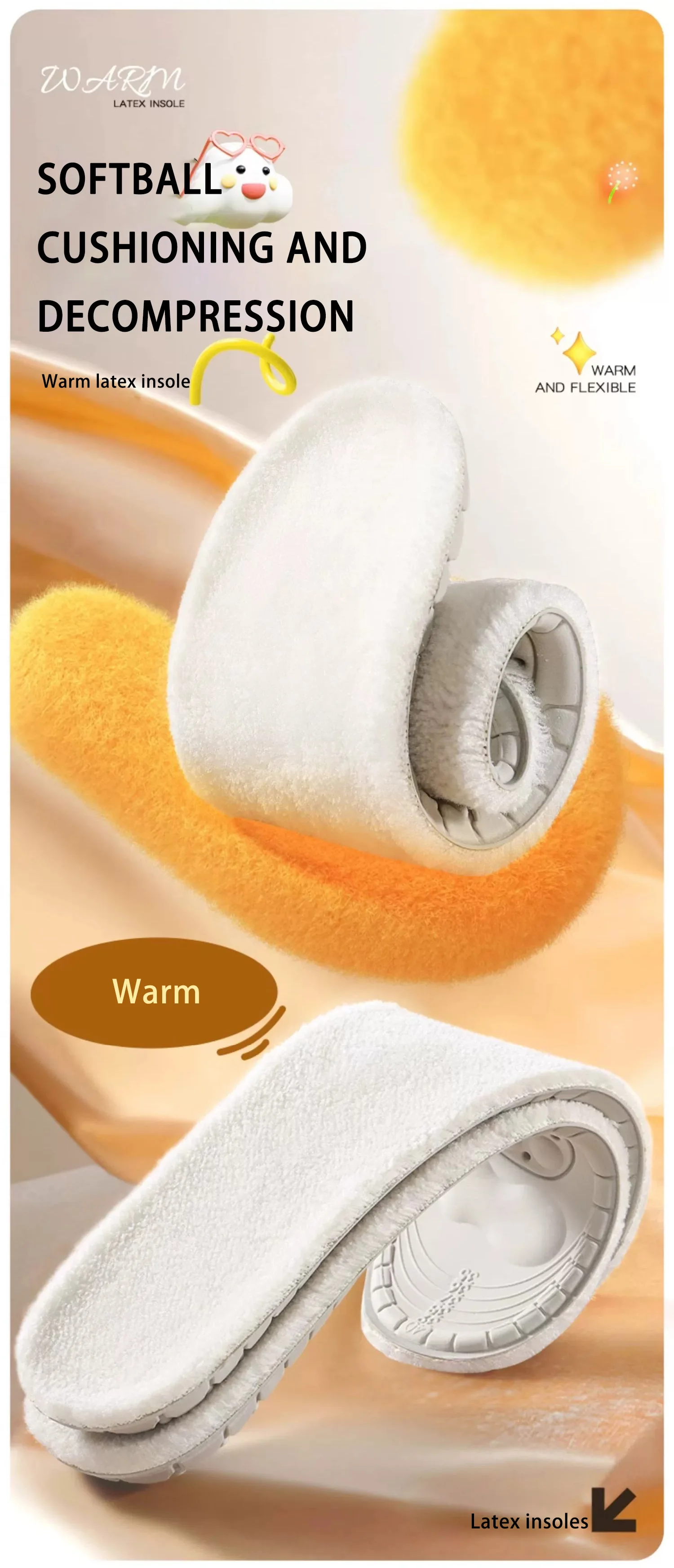 Winter Plush Latex Insoles for Snow Boots, Odor Prevention & Soft Thermal Comfort Winter Plush Latex Insoles for Snow Boots, Odor Prevention & Soft Thermal Comfort